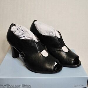 NEW LifeStride Women's Carla Black Zeus Peep Toe Heels Dress Elastic Comfort 6.5